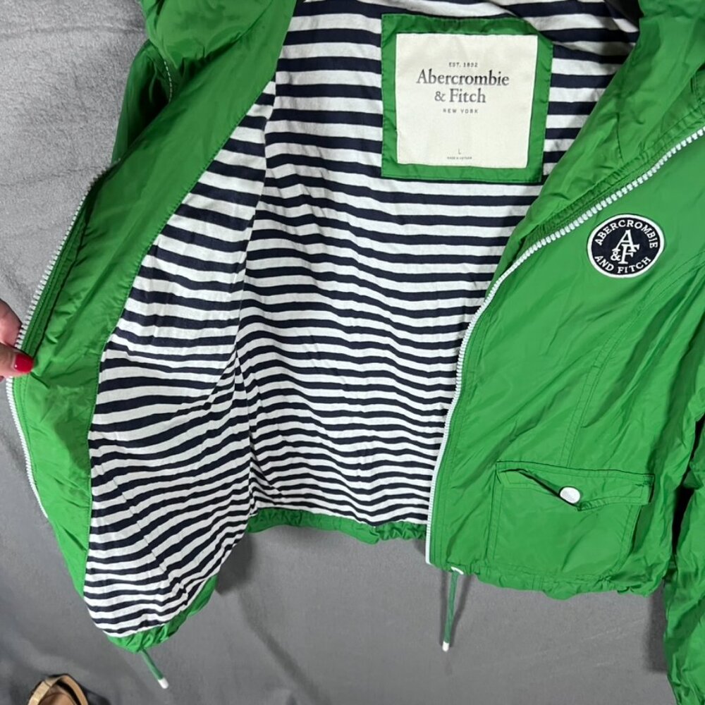 Abercrombie & Fitch Y2K Green Windbreaker sailor stripe preppy nautical - Picture 3 of 12